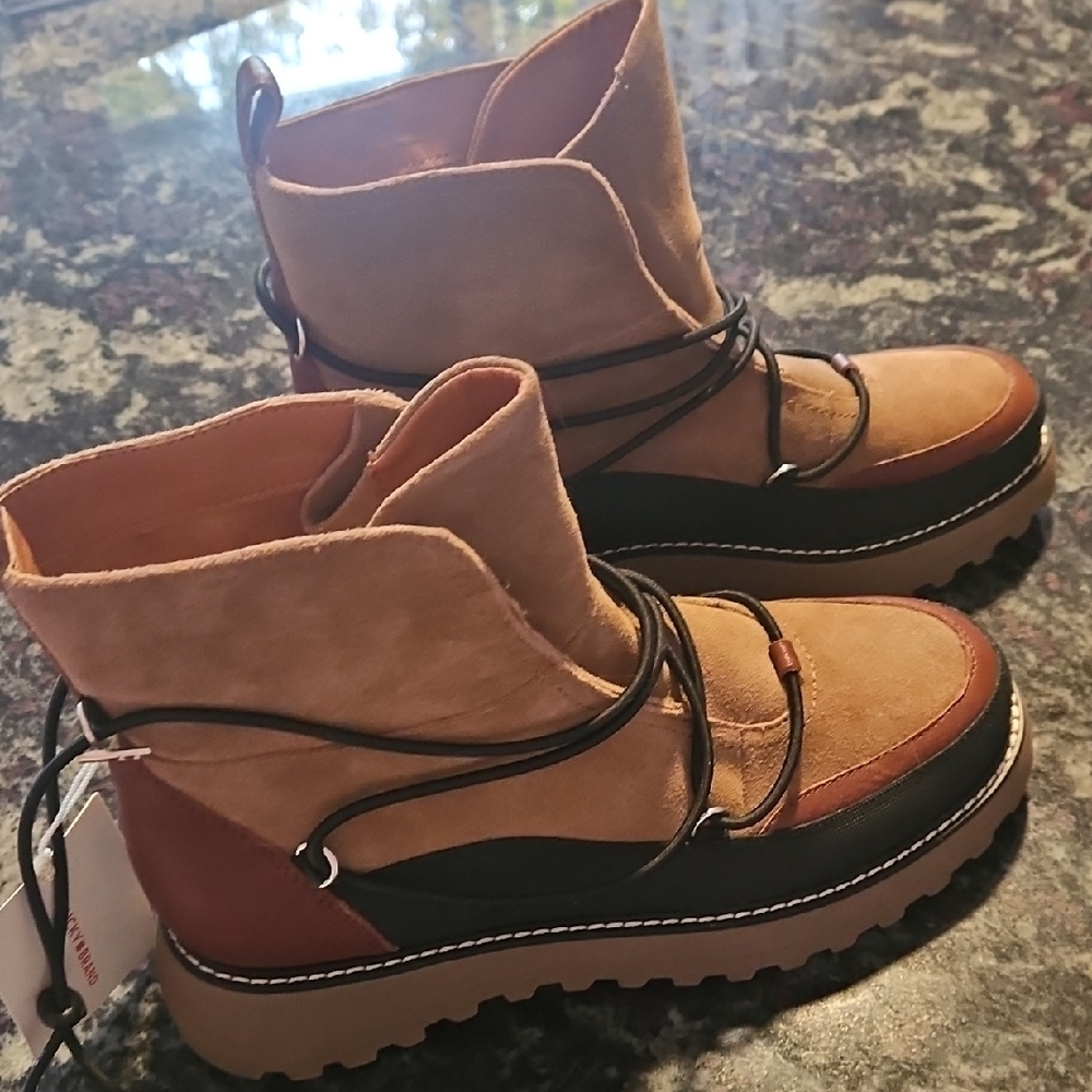 Lucky Brand Tan and Black Winter Boots
